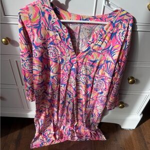 Lilly Pulitzer Pink and Blue V-Neck Dress